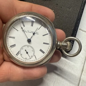 1891 Elgin Grade 82 G.M. Wheeler 15Jewel Pocket Watch Works Silverine - Picture 1 of 6