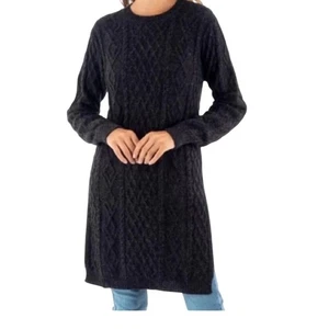 Suéter Túnica Peruvian Connection Negro Inverness Vestido Tejido con Cable Alpaca Talla L - Imagen 1 de 9