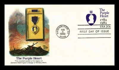 US COVER PURPLE HEART 200TH ANNIVERSARY EMBOSSED ENVELOPE FDC FLEETWOOD - Image 1 of 2