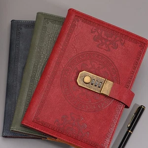 A5 200 Pages Retro Password Book With Lock Diary Thickened Creative Hand Led-^- - Picture 1 of 18