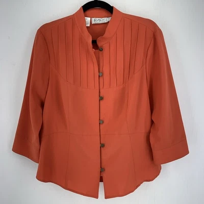 Винтажный Kathy Che женщин 12 верхний мандарин воротник азиатский расклешенный плиссированные минималистский осени  - Изображение 1 из 4