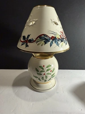 Lenox Winter Greetings Lamp Base w/ Holiday Candle Shade Mismatched 11” - Image 1 of 4