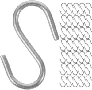 100 Pack S Hooks, Heavy Duty, 1.625" L x 0.135" Diameter S Shaped Hook for - Picture 1 of 4