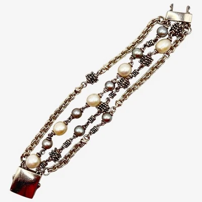 Michael Dawkins Sterling Silver Freshwater Pearl 4 row  Bracelet - Image 1 of 4