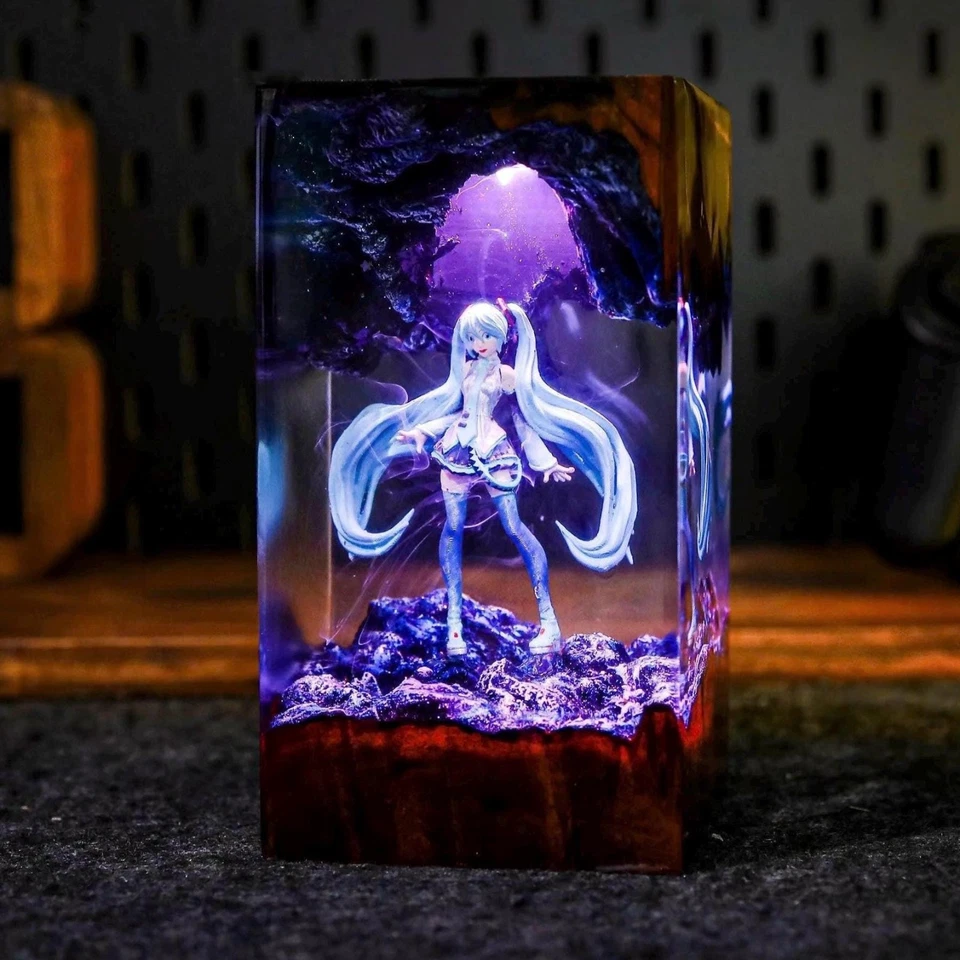 Miku resin lamp, Gaming Decor Night Lamp, custom lamp, Halloween decor - Image 1 of 4