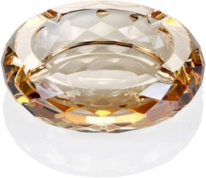 Crystal Glass Ashtray, Cigar Cigarettes Ashtray Holder One size, Gold - Picture 1 of 4