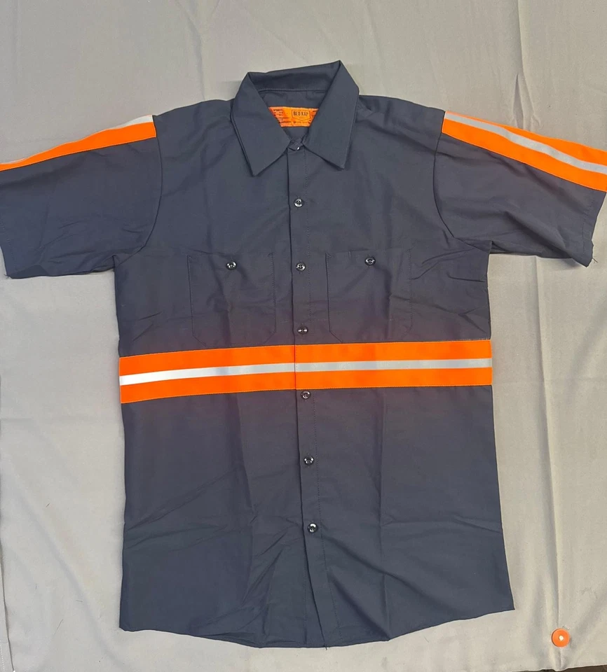 Camisa de trabajo industrial Red Kap para hombre manga corta visibilidad mejorada, azul marino Foto 1 de 1