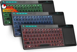 Rii K18 plus Wireless 3-LED Color Backlit Multimedia Keyboard with Multi-Touch B - Picture 1 of 8