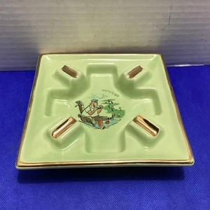 Vintage Shafer Keramik Golfer Meer Grün Aschenbecher - Bild 1 von 7