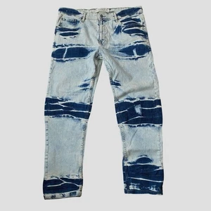 Pantalones de mezclilla para hombre desgastados lavado ácido azul talla 36x30 AKADEMIKS Jeanius Level Products - Imagen 1 de 12