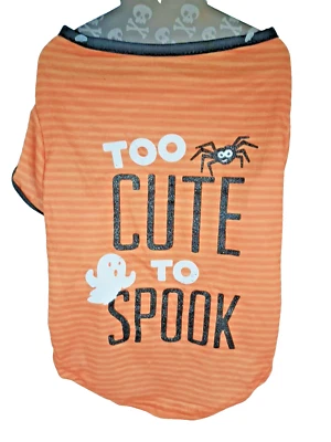 Halloween Pet Tee Orange T Shirt Too Cute To Spook Medium New - Image 1 of 4
