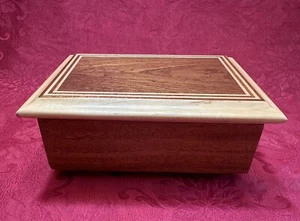 Handmade Wood Jewelry Box Mahogany Jewelry /Trinket Box Gift Idea 9” x 6”x 5” - Picture 1 of 11