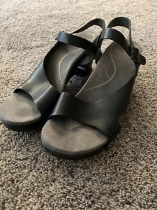 Ladies Dansko Tasha Sandal Heels Shoe Black Leather EU 40 US 9.5 10 #3604020200  - Picture 1 of 11