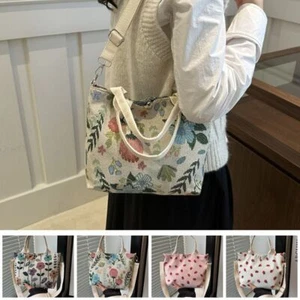Strawberry Flower Printed Shoulder Bag Cross Body Messenger Bag - Picture 1 of 13