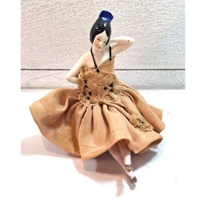 Antique German Porcelain Half Doll Pin Cushion w/Legs - Picture 1 of 8