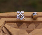Masons Symbol Square Compass Crossed Keys 1/2"  Silver Tone Metal Pin Pinback