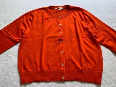Boden Eldon Cotton Crop 3/4 Sleeve - Bright Orange Cardigan *PERFECTS*