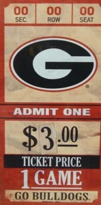 Georgia Bulldogs Ticket Wood Sign - Picture 1 of 1