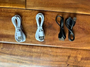 NWOT Set of 4 USB Cables (2) White 33" (L) & (2) Black 18" (L) - Picture 1 of 9