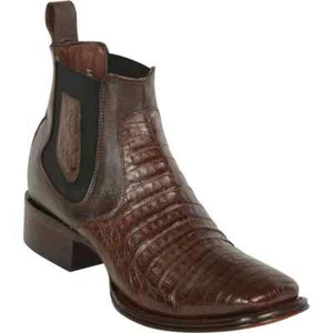 Los Altos MARRÓN Caimán COCODRILO Vientre Botines Puntera Cuadrada D 82BV8207 - Imagen 1 de 3