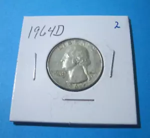 1964 D Washington 90% Silver quarter dollar coin - Picture 1 of 2