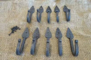 10 ganchos de montaje en pared forjados a mano para pistola de almacenamiento estante ganchos para abrigo sombrero hoja de entrada - Imagen 1 de 5