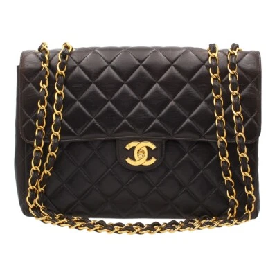 CHANEL Lambskin Jumbo XL Quilted Single Flap Turnlock Chain Shoulder Bag G2702 - Image 1 of 4