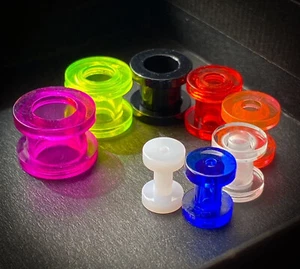 PAIR Acrylic Screw Fit Tunnels Plugs Gauges Earlets - choose your color! - Picture 1 of 28