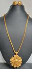 22k Gold Plated Indian 9'' Long Chain Fashion Pendant Earrings Set Jagj10