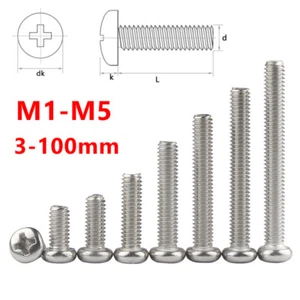 Tornillos de máquina con cabeza de botón redondo Phillips M1-M5 304 pernos de acero inoxidable - Imagen 1 de 9