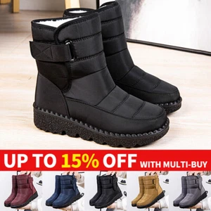 Womens Winter Warm Non-slip Boots Ladies Fur Lined Waterproof Snow Ankle Shoes - Picture 1 of 29
