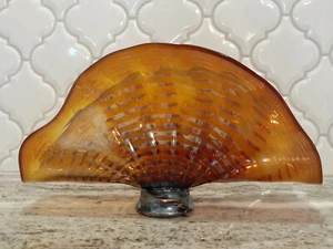Gorgeous 2004 JOHN BARBER Art GLASS Iridescent Clam Shell BOWL Signed Dated - Picture 1 of 11