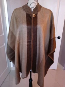 Unisex Andean Poncho, Alpaca wool blend, one size New, made in Ecuador FREE SHIP - Picture 1 of 5