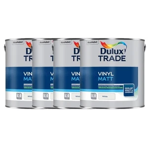 Pintura Blanca Dulux Trade 2.5L Vinilo Mate Emulsión Pintura Blanca Bajo Olor Paquete de 4 Reino Unido - Imagen 1 de 11