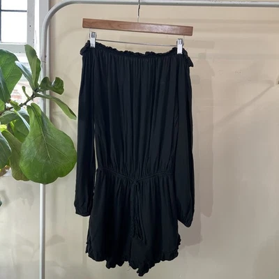 Romper Feminino Brandy Melville, Preto, Manga Longa, Fora do Ombro - Tamanho Único - Imagem 1 de 4