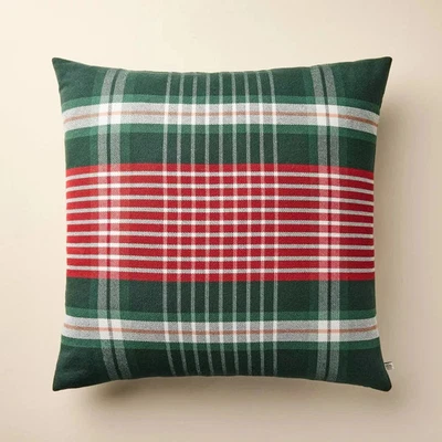 24"x24" Plaid Square Toss Pillow Red/Green - Hearth & Hand with Magnolia - Image 1 of 4