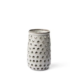 12" Organic White Glaze Pierced Dot Ceramic Vase - Picture 1 of 6