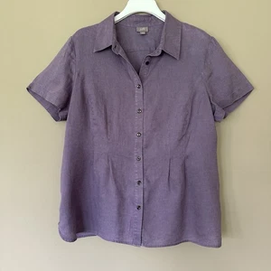 J Jill 100% Linen Button Shirt Women XL Quiet Luxury Collared Office Modest - Picture 1 of 5
