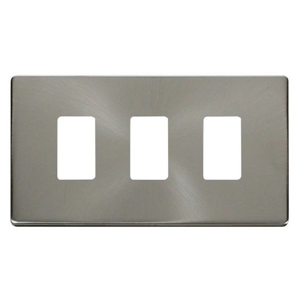 Click Definity Brushed Steel 3 Gang Grid Pro Front Plate SCP20403BS - Image 1 of 1