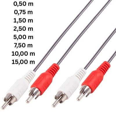 Cinch Audio Kabel 2 Cinch auf 2 Chinch Stecker RCA Stereo Kabel Hifi 0,5m - 15m - Bild 1 von 4