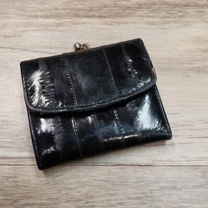 Buxton Brown Eel Skin Leather Mini Coin/Cash Kiss Lock Purse Wallet  3"x2.5" - Picture 1 of 8