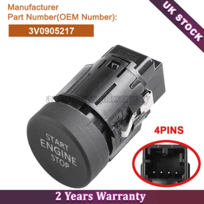 Engine Start Stop Switch Button FOR Skoda Scala Superb Karoq Kodiaq 3V0905217 - Image 1 of 4