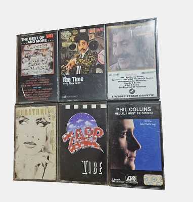 Lot of 6 Rock Pop Jazz Cassette Tapes - Jim Croce Phil Collins Zapp V Eurythmics Foto 1 de 4