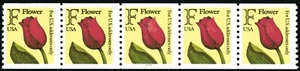 SC# 2518 - 1991 - 29¢ - "F" Rate Change Red Tuplip - Coil Strip of 5 - Picture 1 of 1