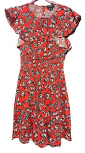 Kate Spade Butterfly Print Blake Mini Dress Heirloom Tomato Red and Navy Medium - Picture 1 of 5