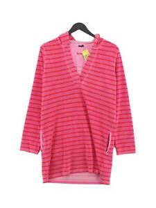 Boden Women's Hoodie M Pink Striped Cotton with Polyester Pullover