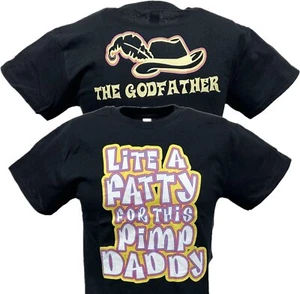 Godfather Lite a Fatty for this Pimp Daddy Mens Black WWF T-shirt - Picture 1 of 6