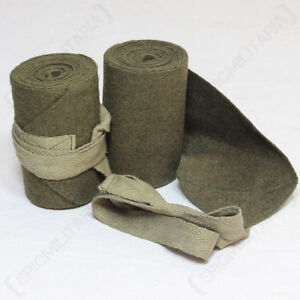 WW2 British Army Puttees - Green Wool Wraps Gaiters Pair Uniform Soldier Repro