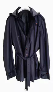New Blue Lightweight Rain Jacket Full Zip Packable Hooded Men's XL Mid Length - Picture 1 of 24