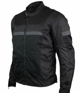 Chaqueta negra de malla textil perforada CE para motocicletas perforada CE para hombre peso ligero nueva - Imagen 1 de 9
